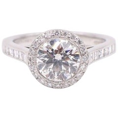 Vintage Tiffany & Co Diamond Engagement Ring Round Brilliant 2.27 TCW Bead Set Platinum
