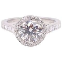 Tiffany & Co Platinum Diamond Engagement Ring Bead Set 1.59 cts Round H VVS2