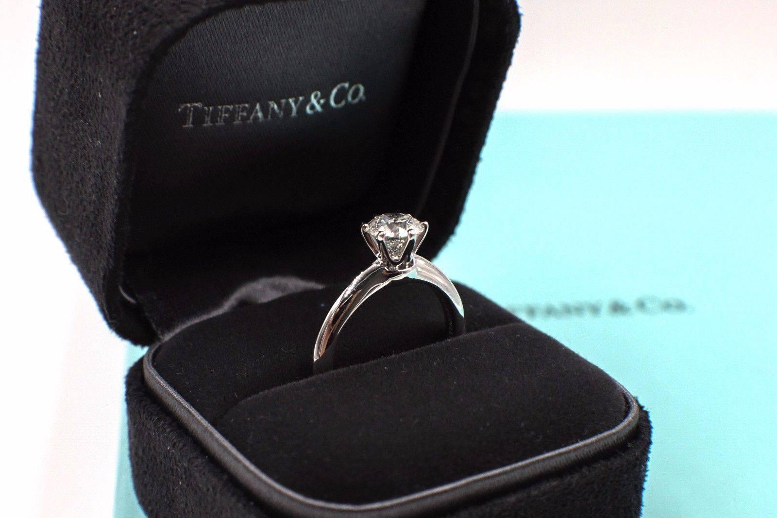 Tiffany & Co. Diamond Engagement Ring Round Solitaire 1.02 Carat H VS1 4