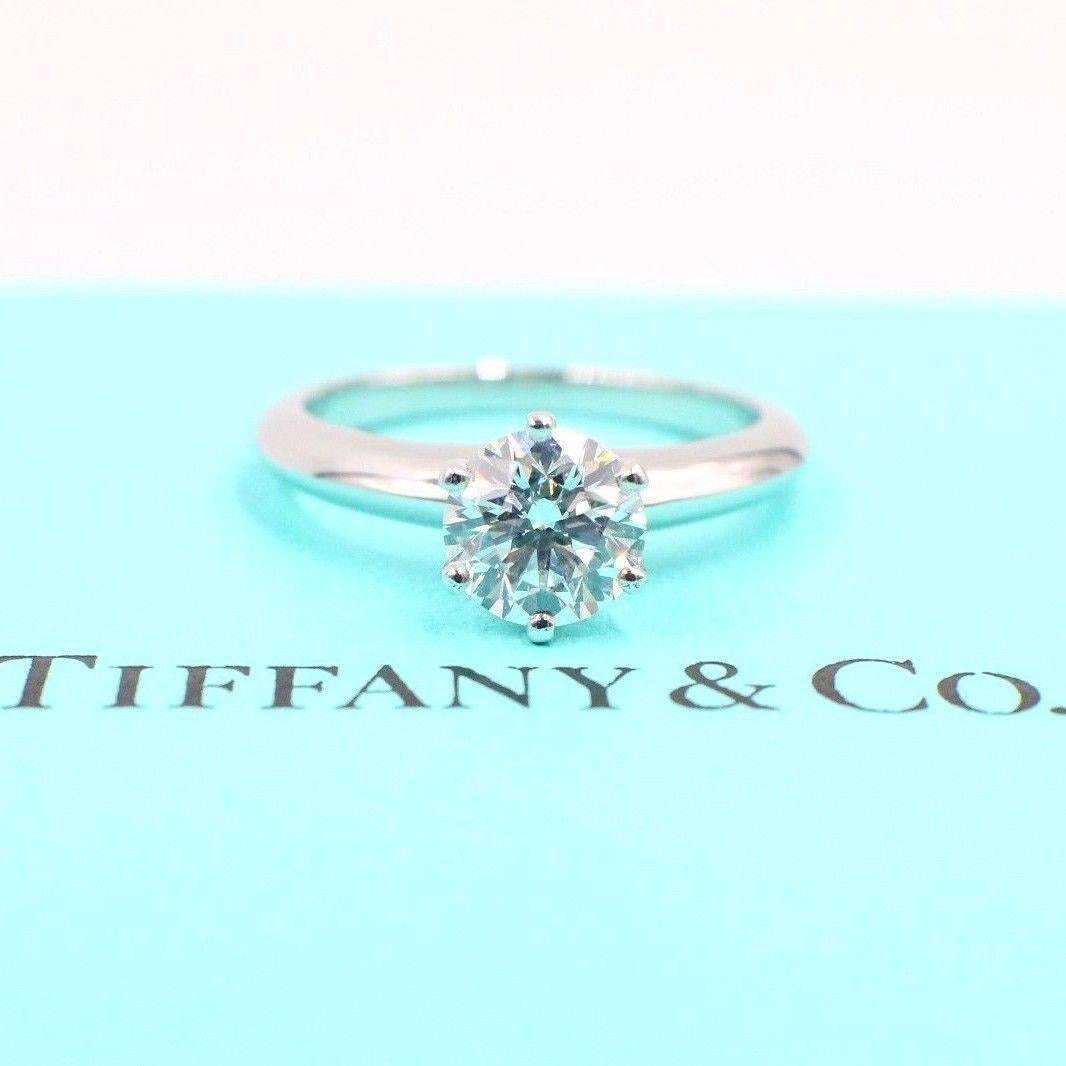 Tiffany & Co. Diamond Engagement Ring Round Solitaire 1.02 Carat H VS1 5