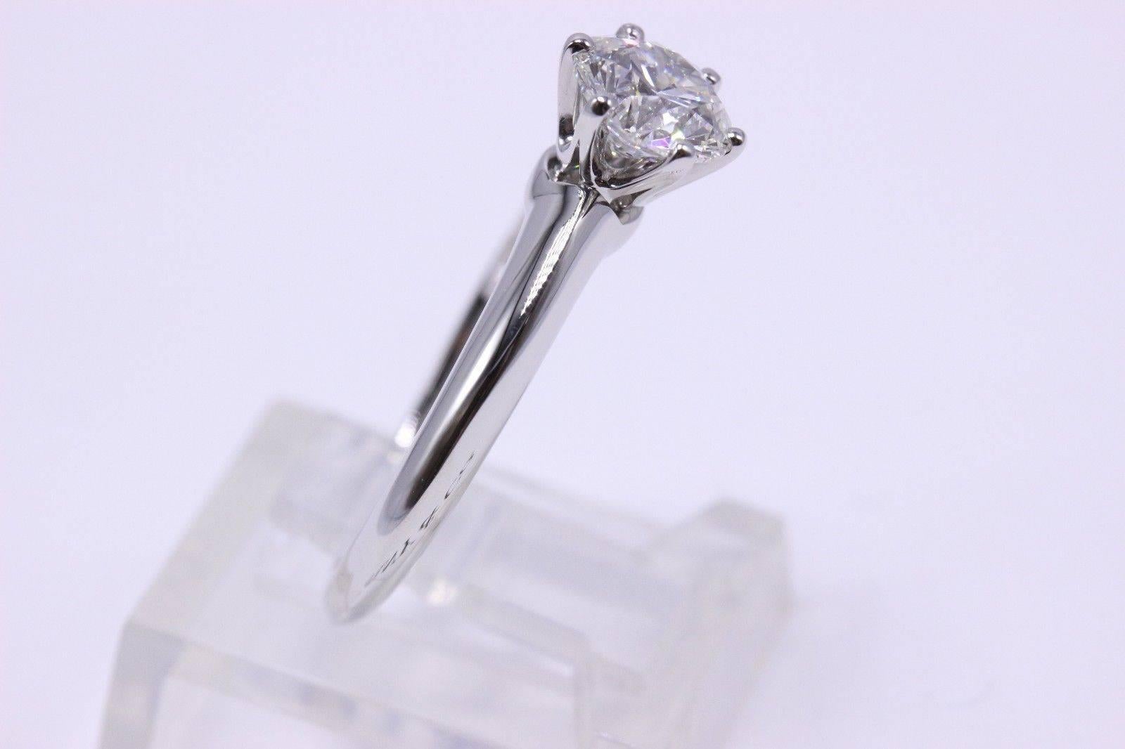 Tiffany & Co. Diamond Engagement Ring Round Solitaire 1.02 Carat H VS1 In Excellent Condition In San Diego, CA