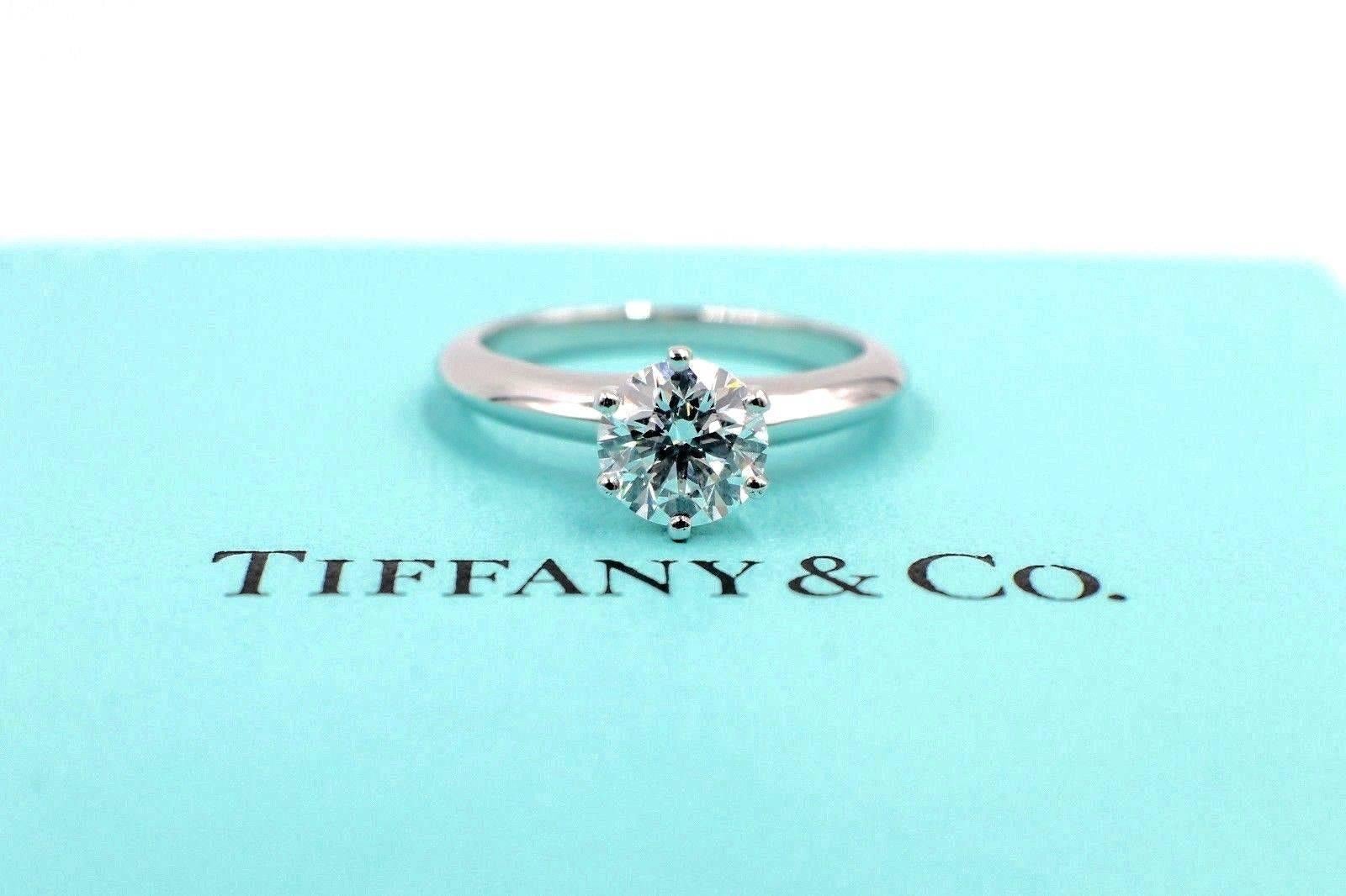 Tiffany & Co. Diamond Engagement Ring Round Solitaire 1.02 Carat H VS1 2