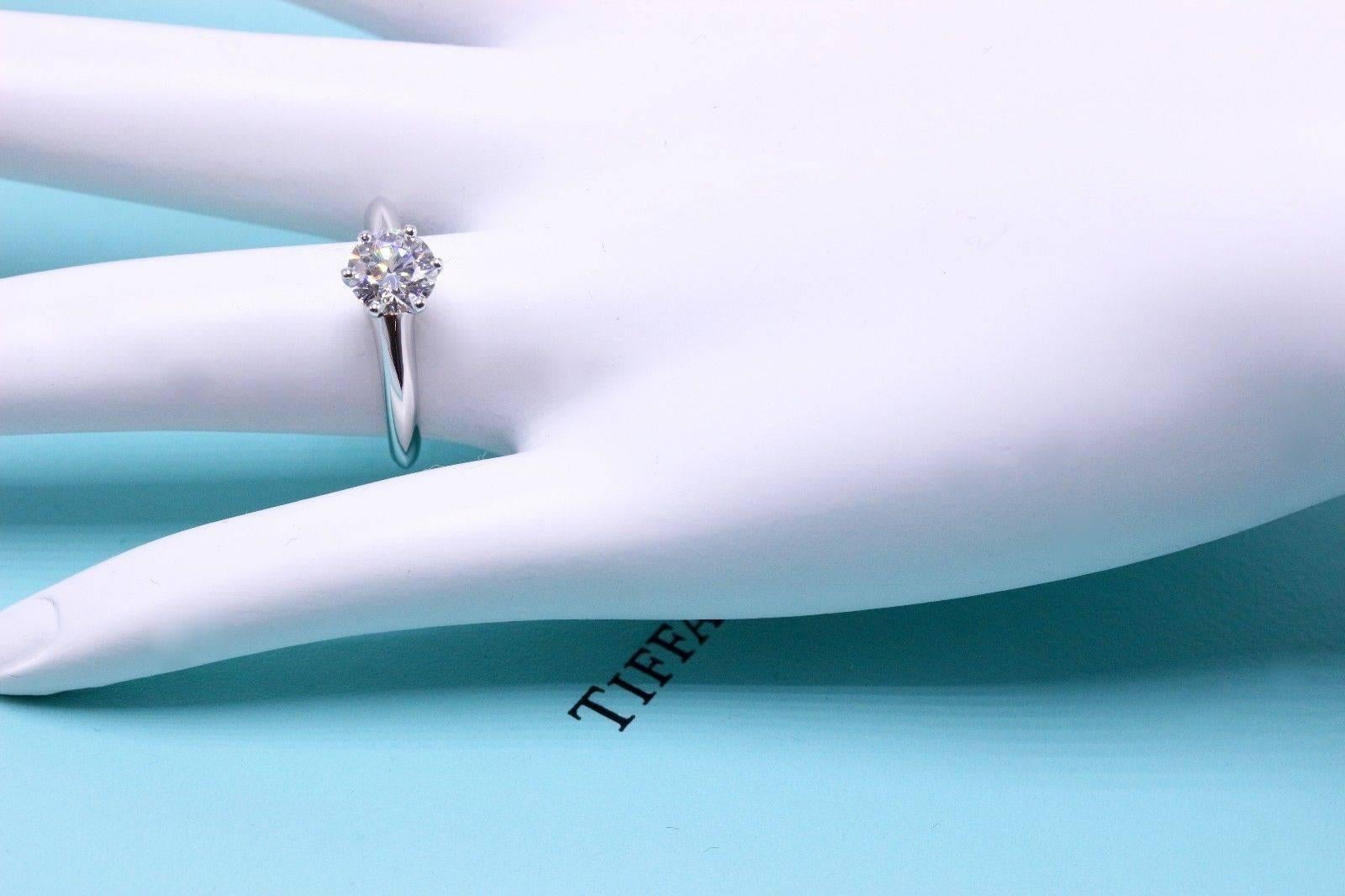 Tiffany & Co. Diamond Engagement Ring Round Solitaire 1.02 Carat H VS1 3
