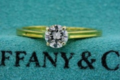 Tiffany & Co. Diamond Engagement Ring Vintage ~1/2 Round Solitaire 18k Gold 7.5