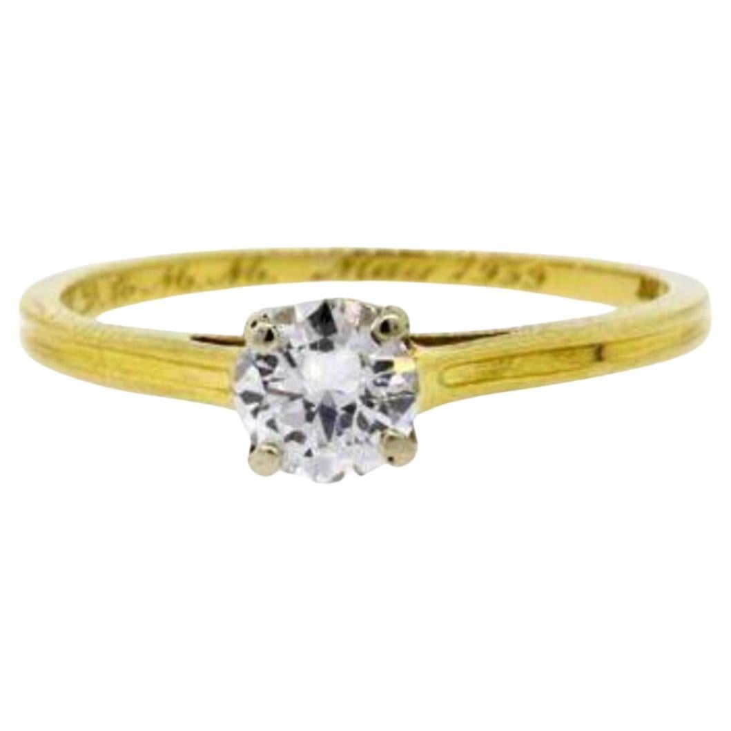 Tiffany 
Co. Bague de fiançailles diamant Vintage ~1/2 Round Solitaire Or 18k 7.5