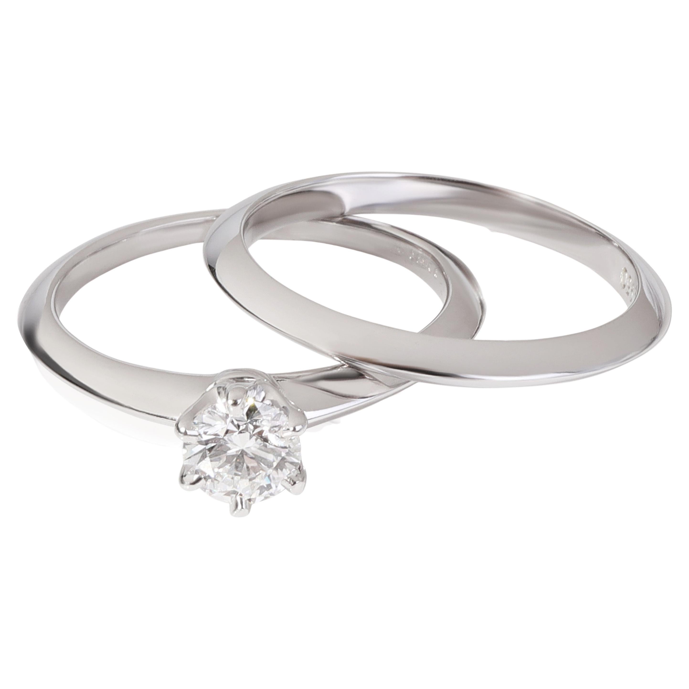Tiffany & Co. Diamond Engagement Wedding Set in Platinum '0.39 Ct E/VVS2'