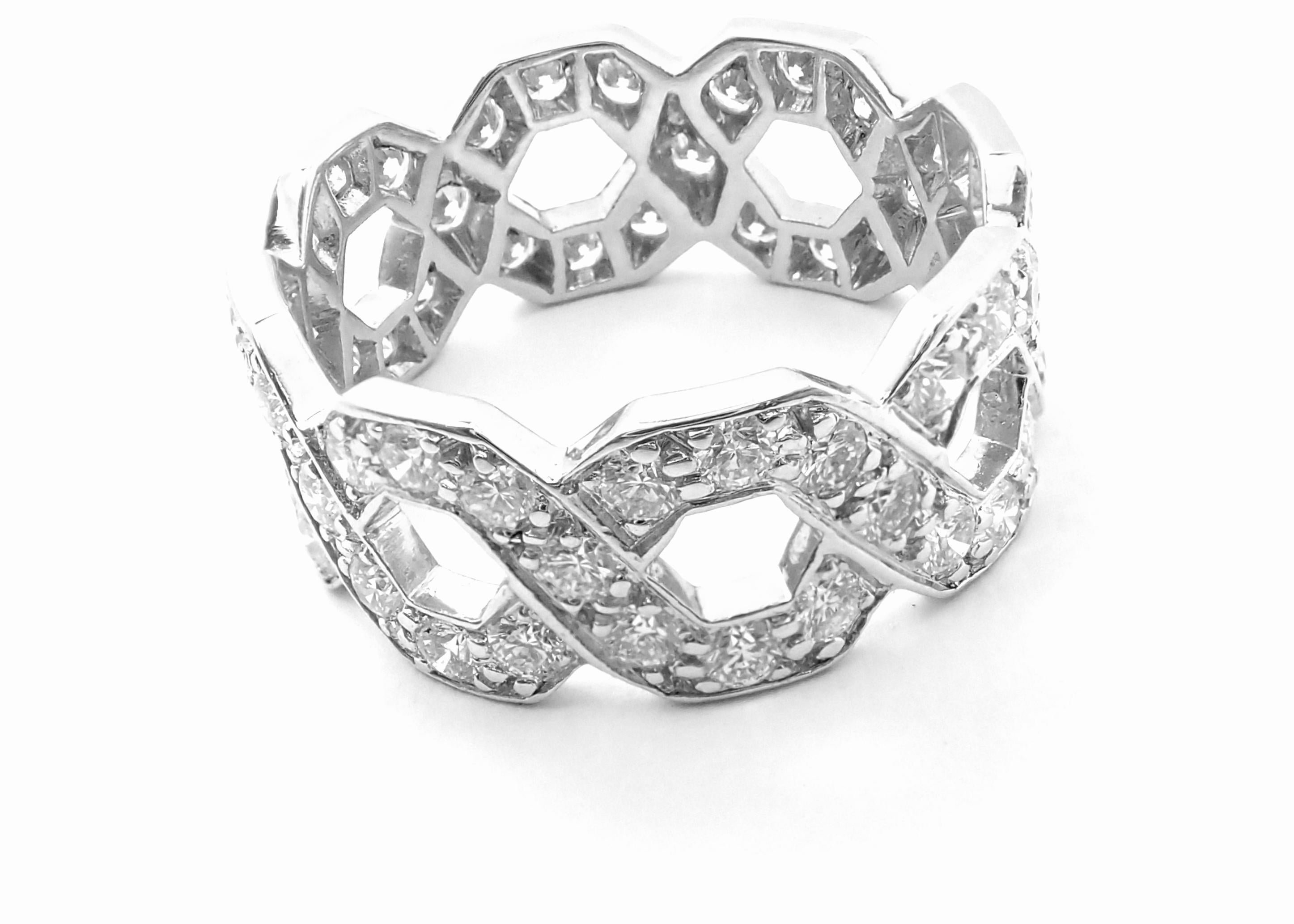Brilliant Cut Tiffany & Co Diamond Eternal Wide Link Platinum Band Ring