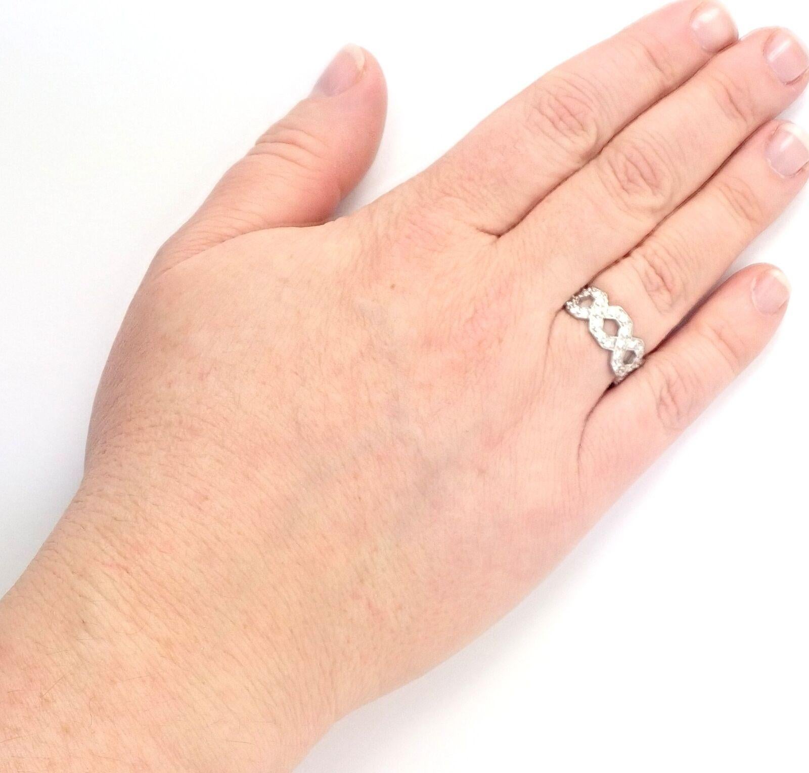 Tiffany & Co Diamond Eternal Wide Link Platinum Band Ring For Sale 1