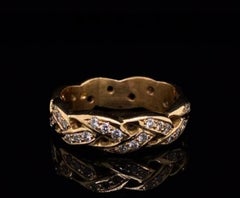 Tiffany & Co. Diamond Eternity Ring 14 Karat Yellow Gold, Circa 1980
