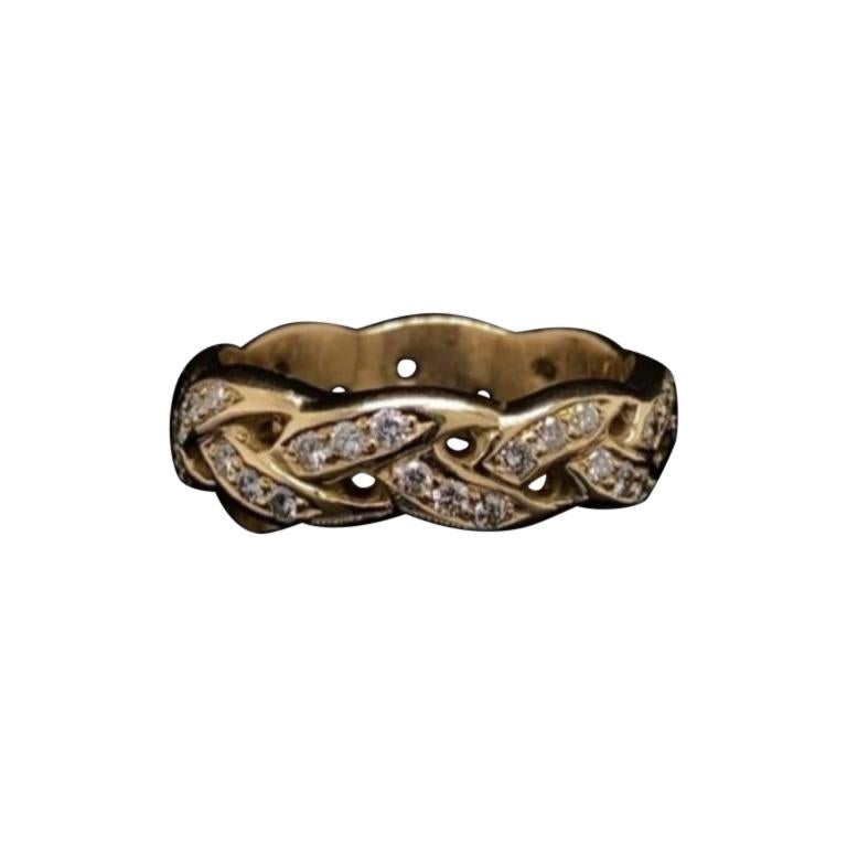 Tiffany & Co. Diamond Eternity Ring 14 Karat Yellow Gold, Circa 1980 For Sale