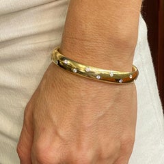Tiffany & Co. Diamond Etoile 18 Karat Yellow Gold Wide Hinged Bangle Bracelet