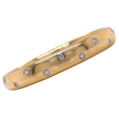 Tiffany & Co. Diamond Etoile 18 Karat Yellow Gold Wide Hinged Bangle Bracelet