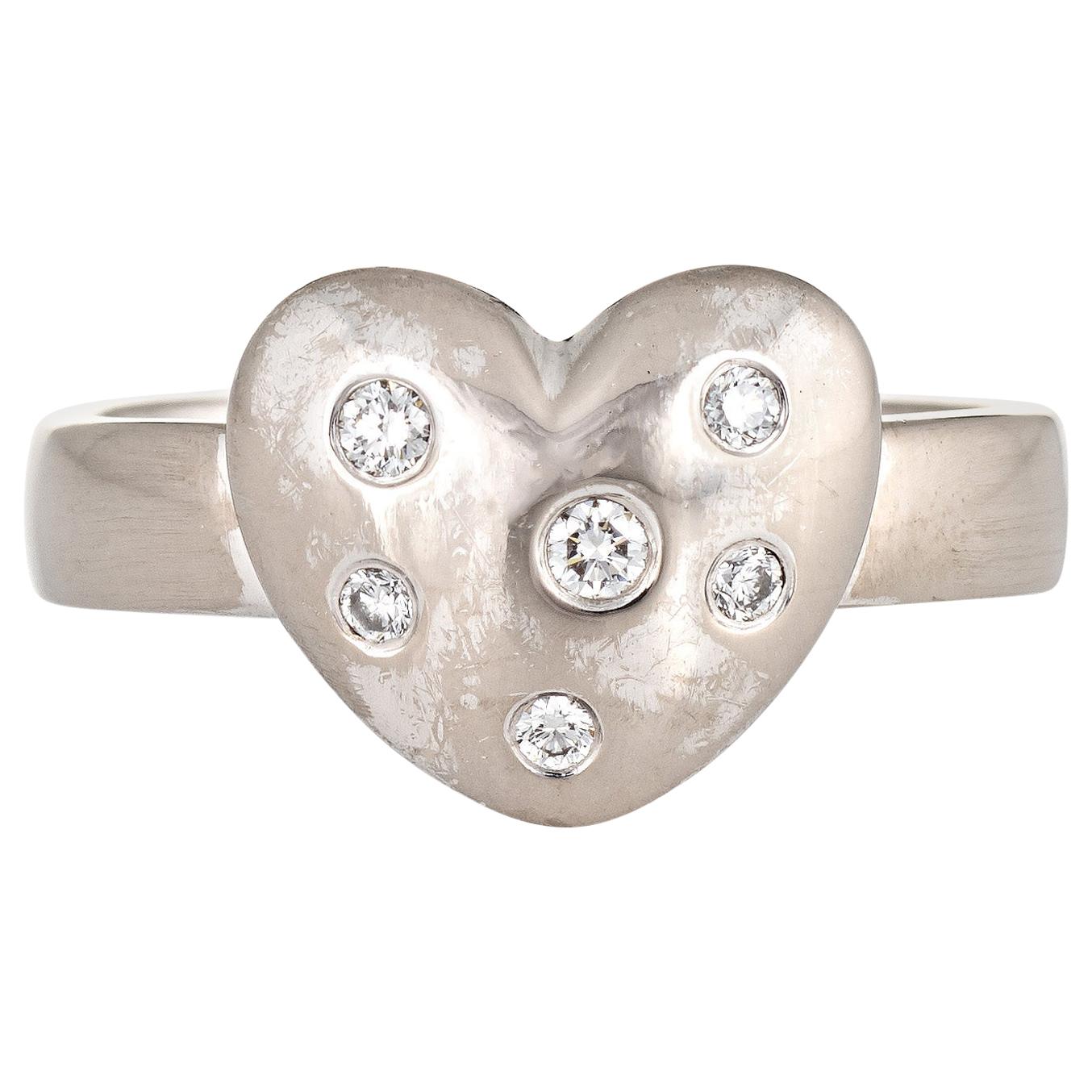 Tiffany & Co. Diamond Etoile Heart Ring 18 Karat White Gold Estate Fine Jewelry