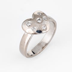 Tiffany & Co. Diamond Etoile Heart Ring 18 Karat White Gold Estate Fine Jewelry