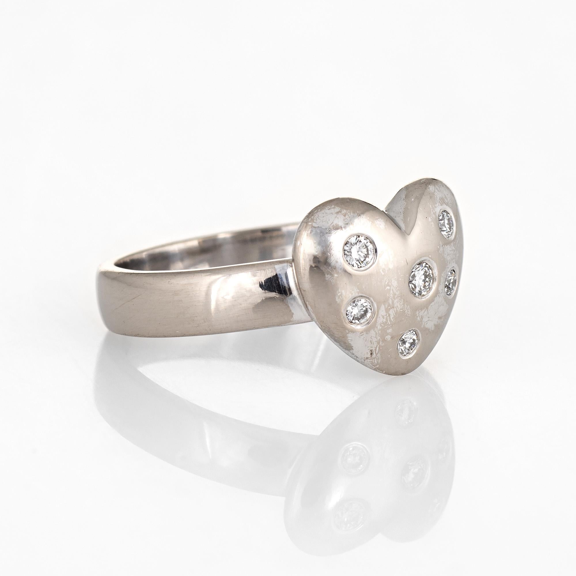 Modern Tiffany & Co. Diamond Etoile Heart Ring 18 Karat White Gold Estate Fine Jewelry