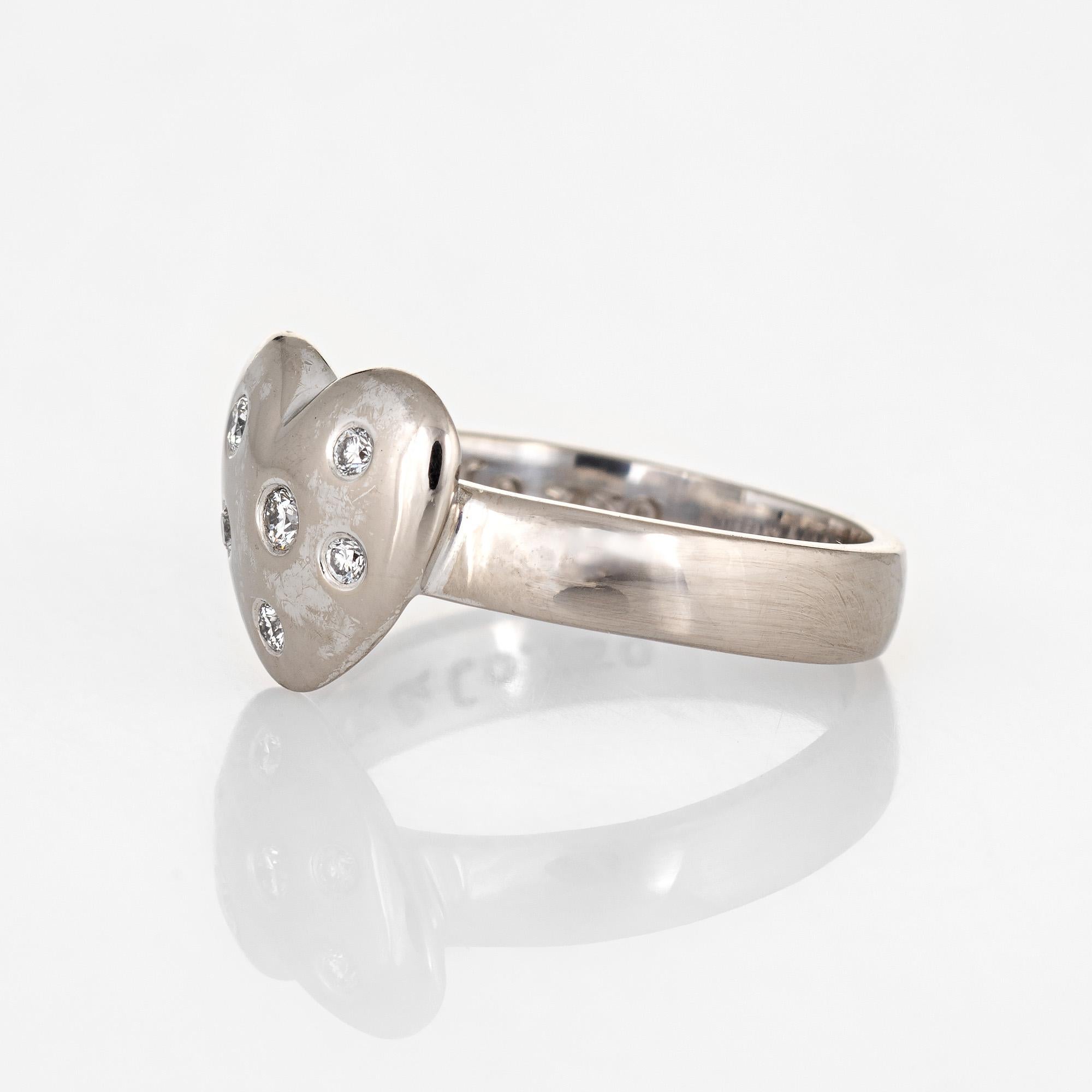 Round Cut Tiffany & Co. Diamond Etoile Heart Ring 18 Karat White Gold Estate Fine Jewelry