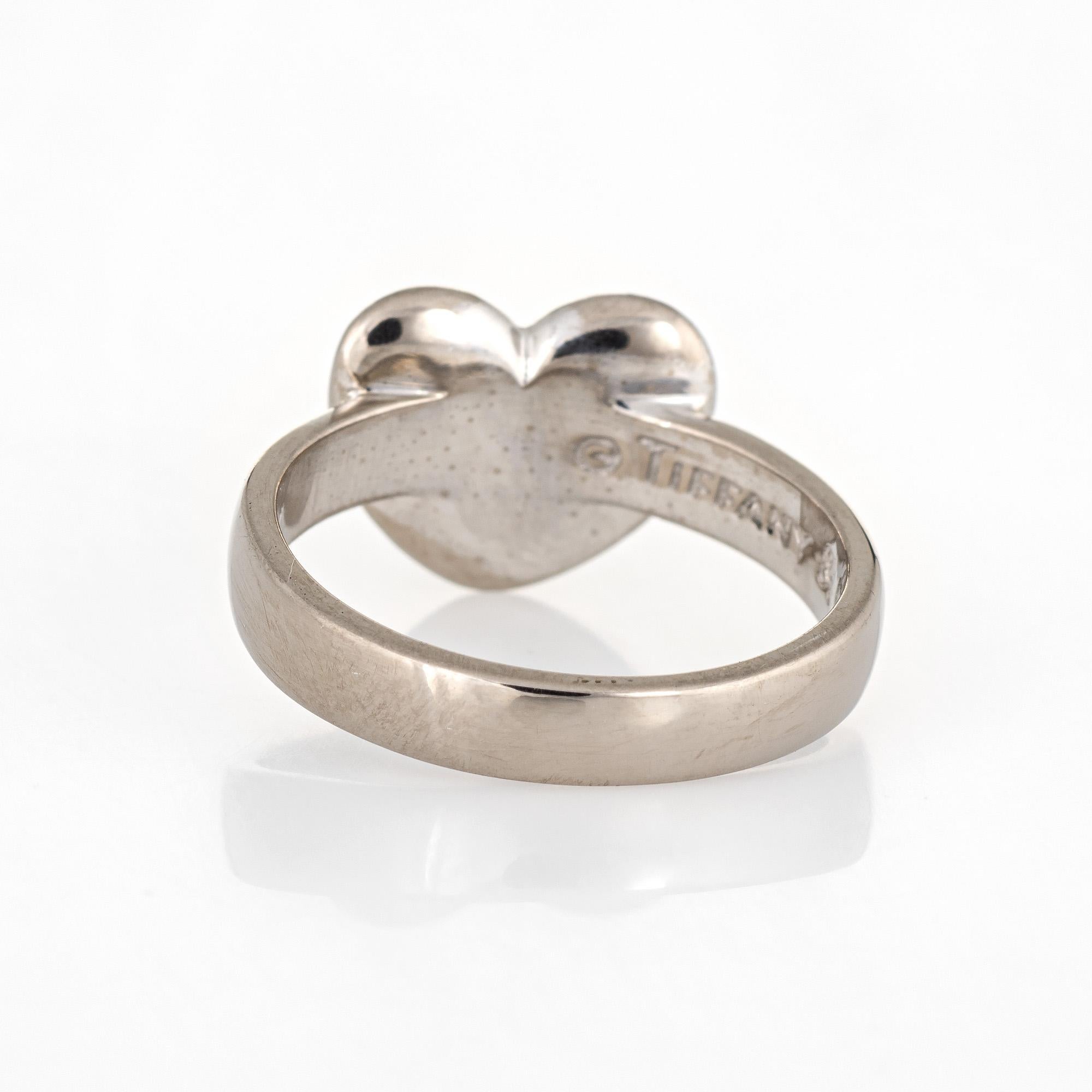 Tiffany & Co. Diamond Etoile Heart Ring 18 Karat White Gold Estate Fine Jewelry In Good Condition In Torrance, CA