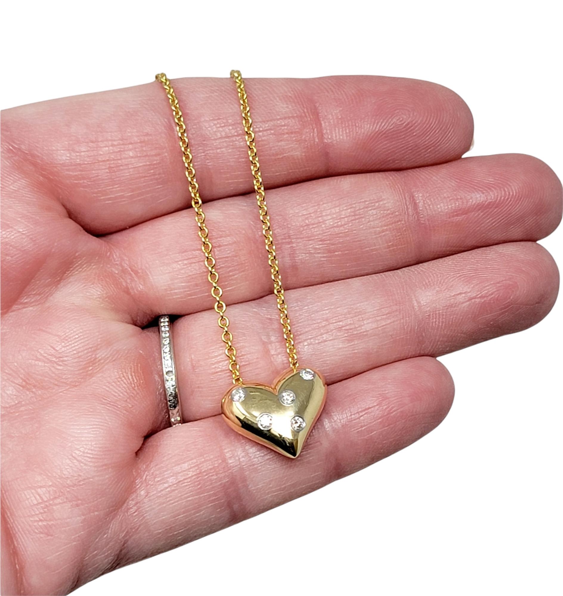 Tiffany & Co. Diamond Etoile Heart Shaped Pendant Necklace 18 Karat Yellow Gold 4