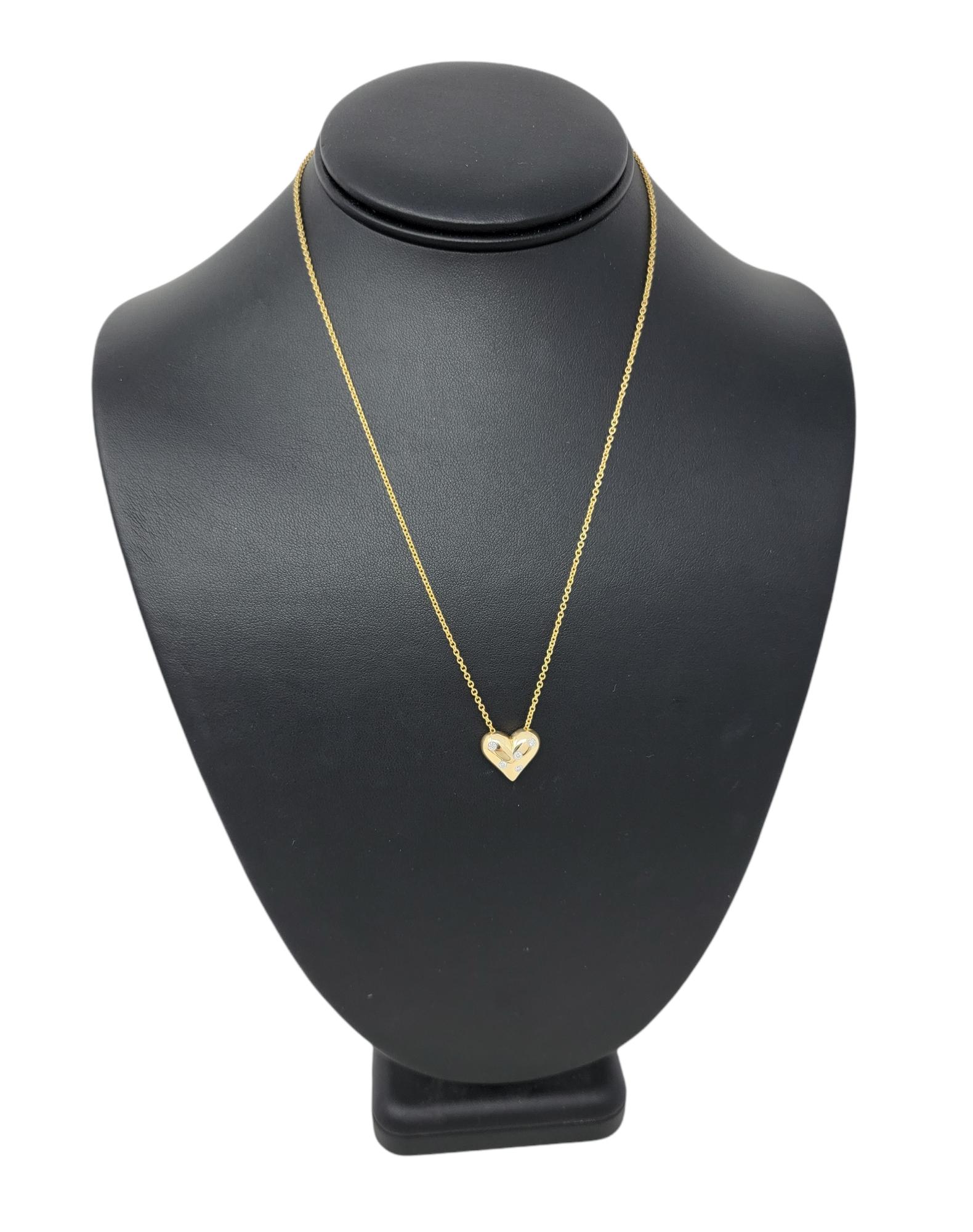 Tiffany & Co. Diamond Etoile Heart Shaped Pendant Necklace 18 Karat Yellow Gold 5