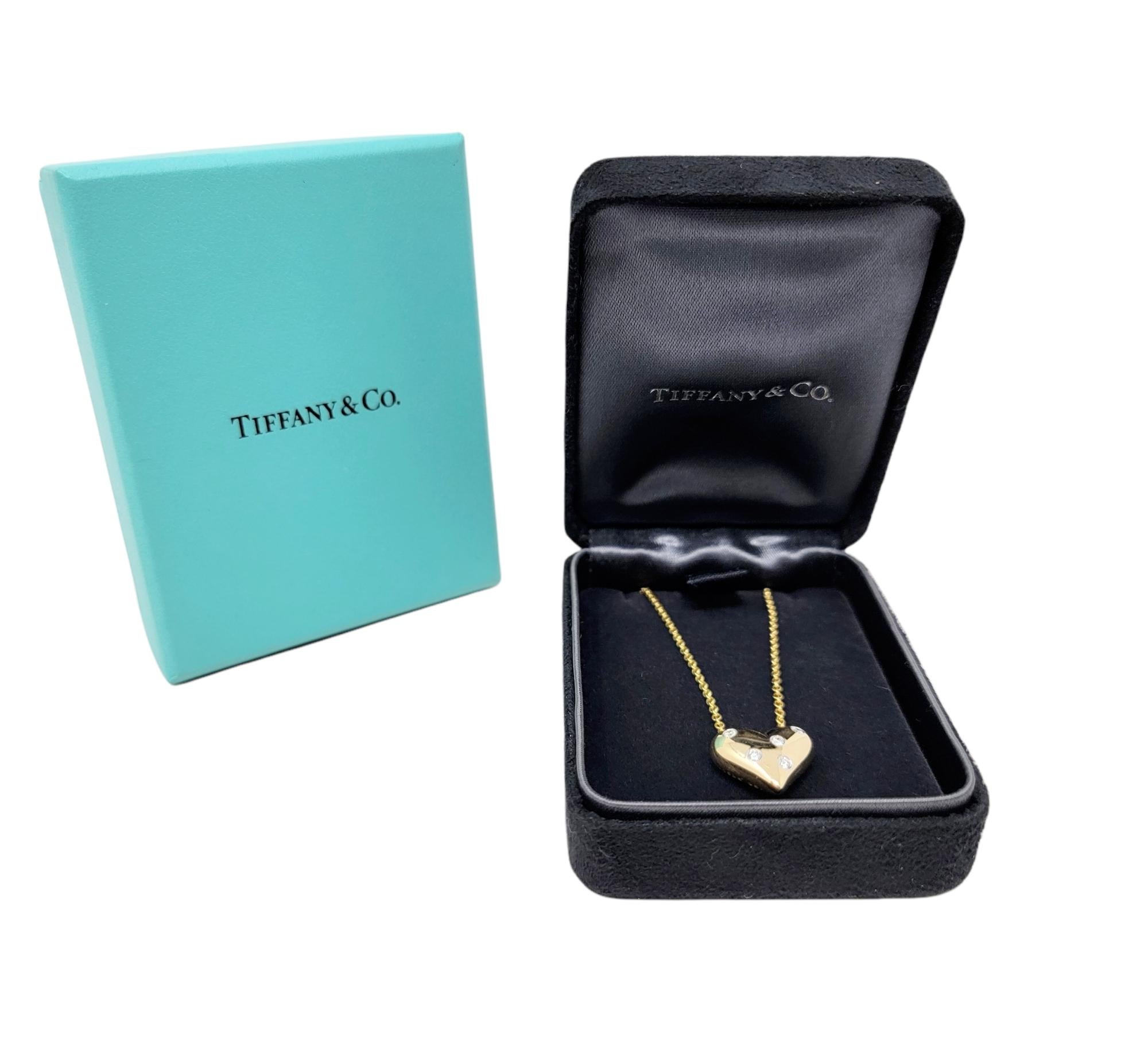 Tiffany & Co. Diamond Etoile Heart Shaped Pendant Necklace 18 Karat Yellow Gold 6