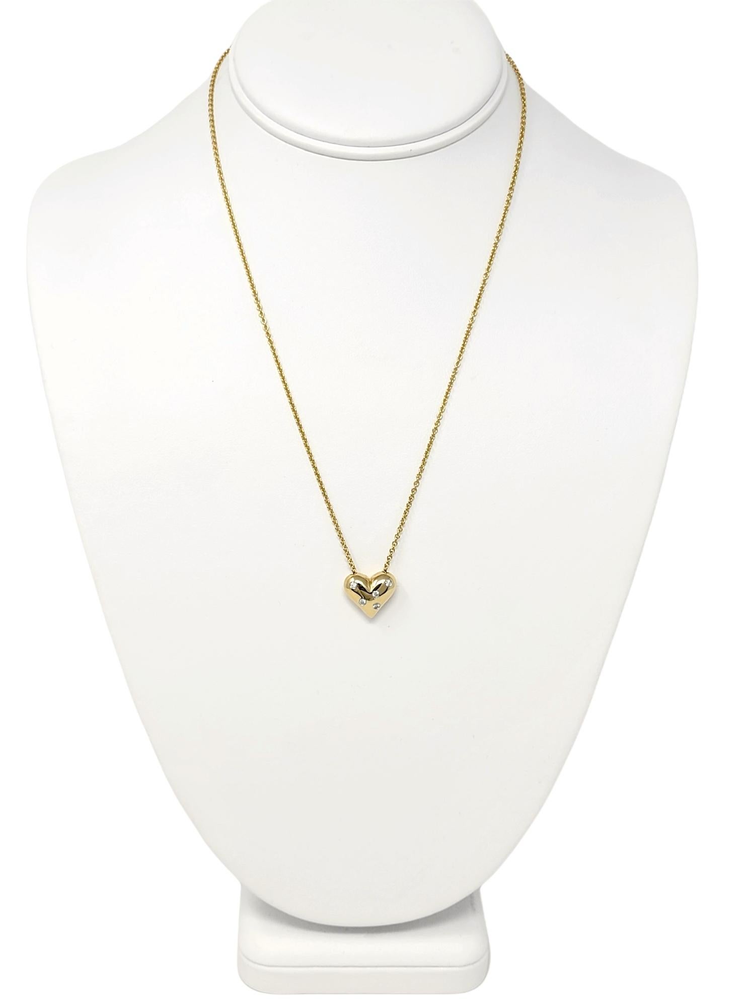 Tiffany & Co. Diamond Etoile Heart Shaped Pendant Necklace 18 Karat Yellow Gold 7