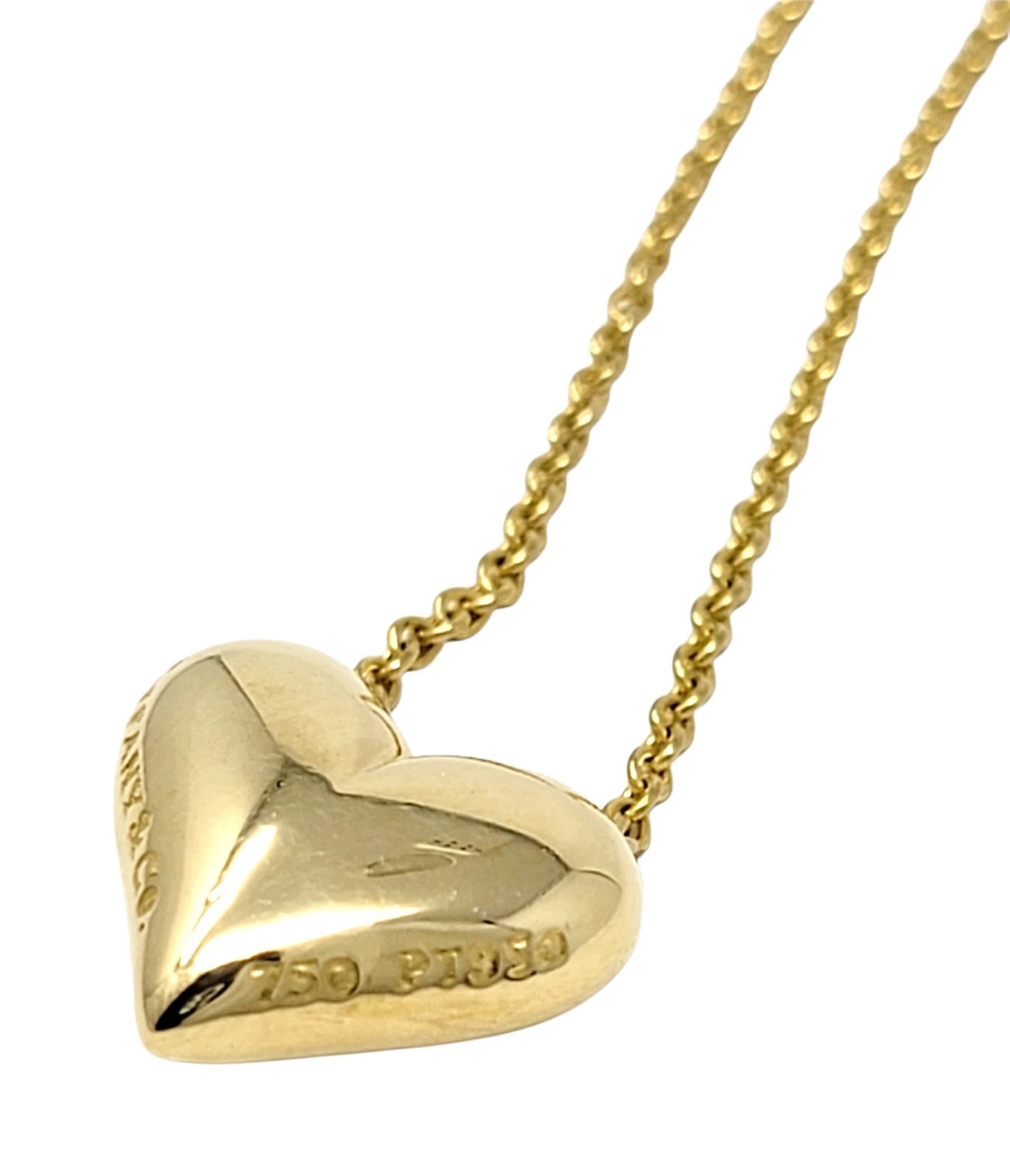 Contemporary Tiffany & Co. Diamond Etoile Heart Shaped Pendant Necklace 18 Karat Yellow Gold