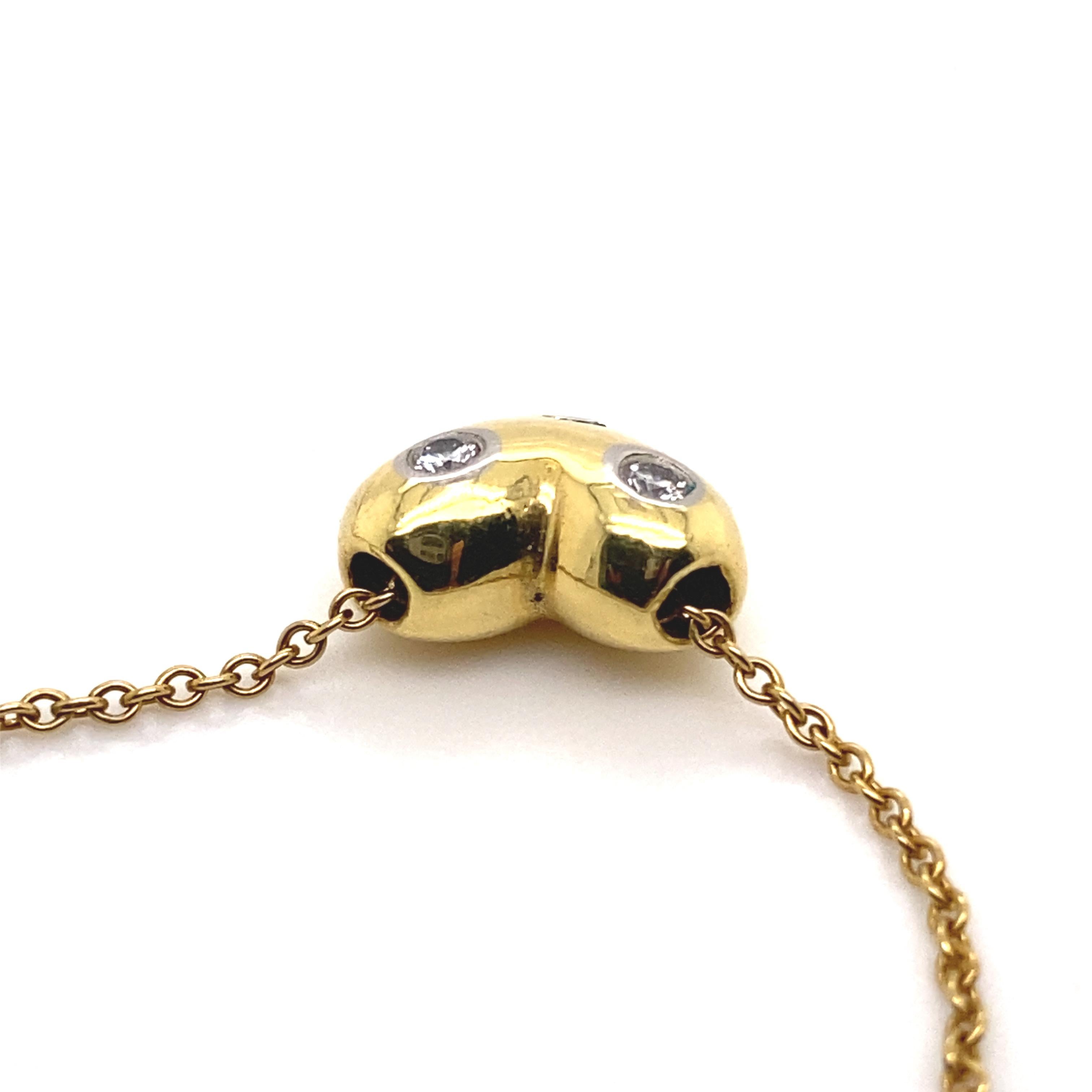 Round Cut Tiffany & Co. Diamond Etoile Heart Shaped Pendant Necklace 18 Karat Yellow Gold