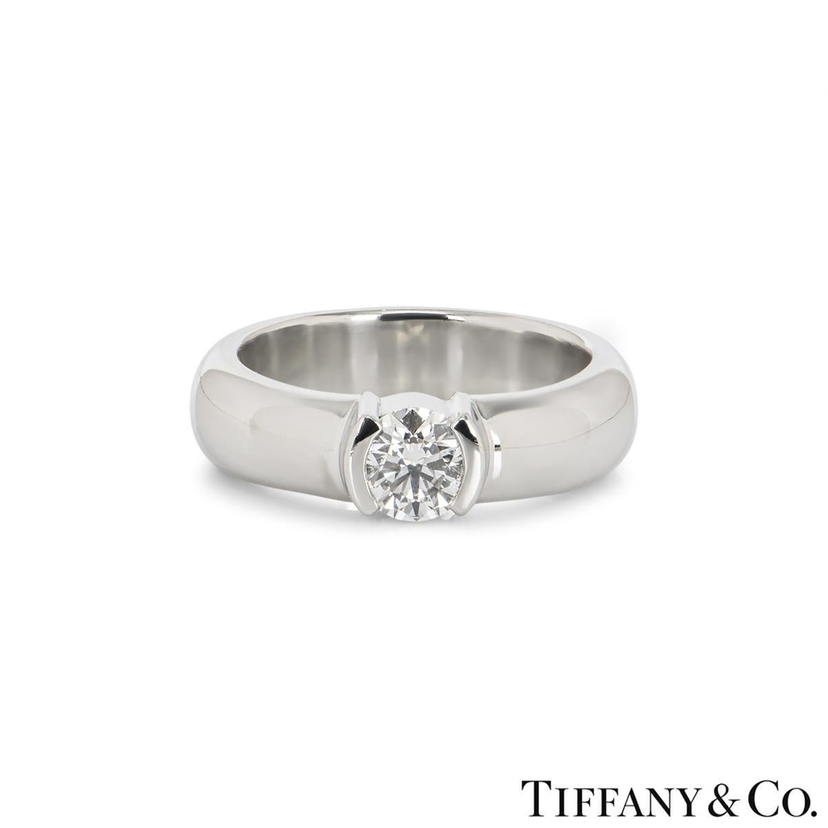 Round Cut Tiffany & Co. Diamond Etoile Platinum Engagement Ring F/VS1