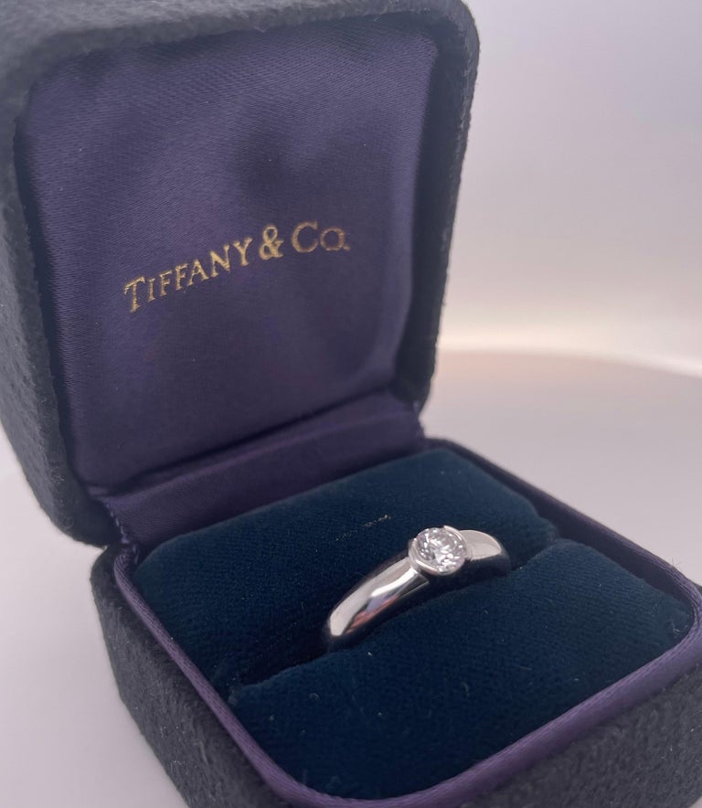 Tiffany and Diamond Etoile Solitaire Ring For Sale at 1stDibs