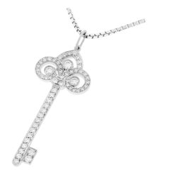 Tiffany & Co. Diamond Fleur-de-lis Platinum Key Pendant