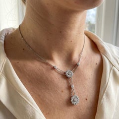 Tiffany & Co. Diamond Floral Double Drop Pendant Necklace in Platinum