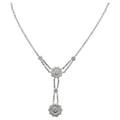 Tiffany & Co. Diamond Floral Double Drop Pendant Necklace in Platinum
