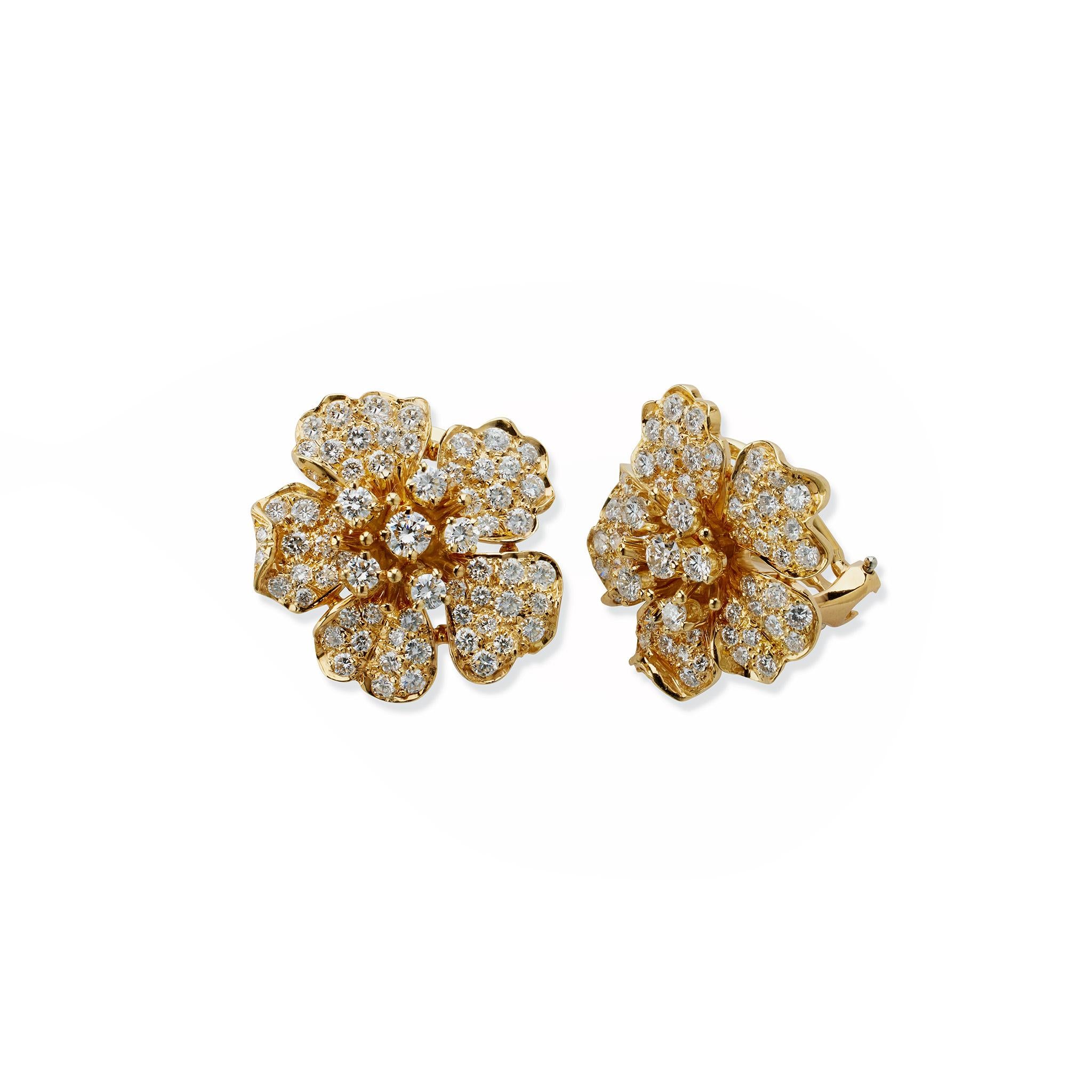 Tiffany & Co. Diamant-Blumenblüten-Clip-Ohrringe (Brillantschliff) im Angebot