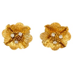 Tiffany & Co. Orecchini a clip con fiori di diamanti in oro giallo 18 carati