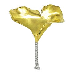 Tiffany 
Co Diamond Gold and Platinum Flower Pin