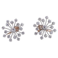 Vintage Tiffany & Co Diamond Gold and Platinum Snowflake Earrings