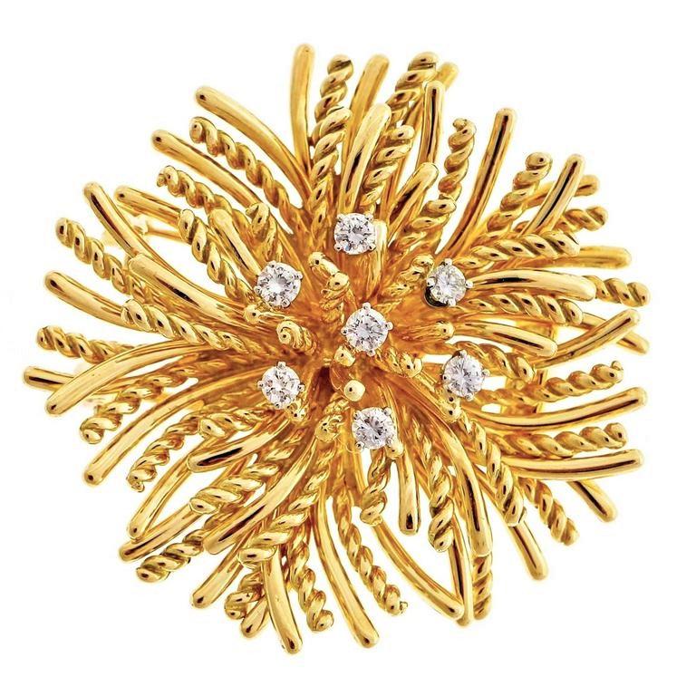 Women's Tiffany & Co. Diamond Gold Anemone Pin 