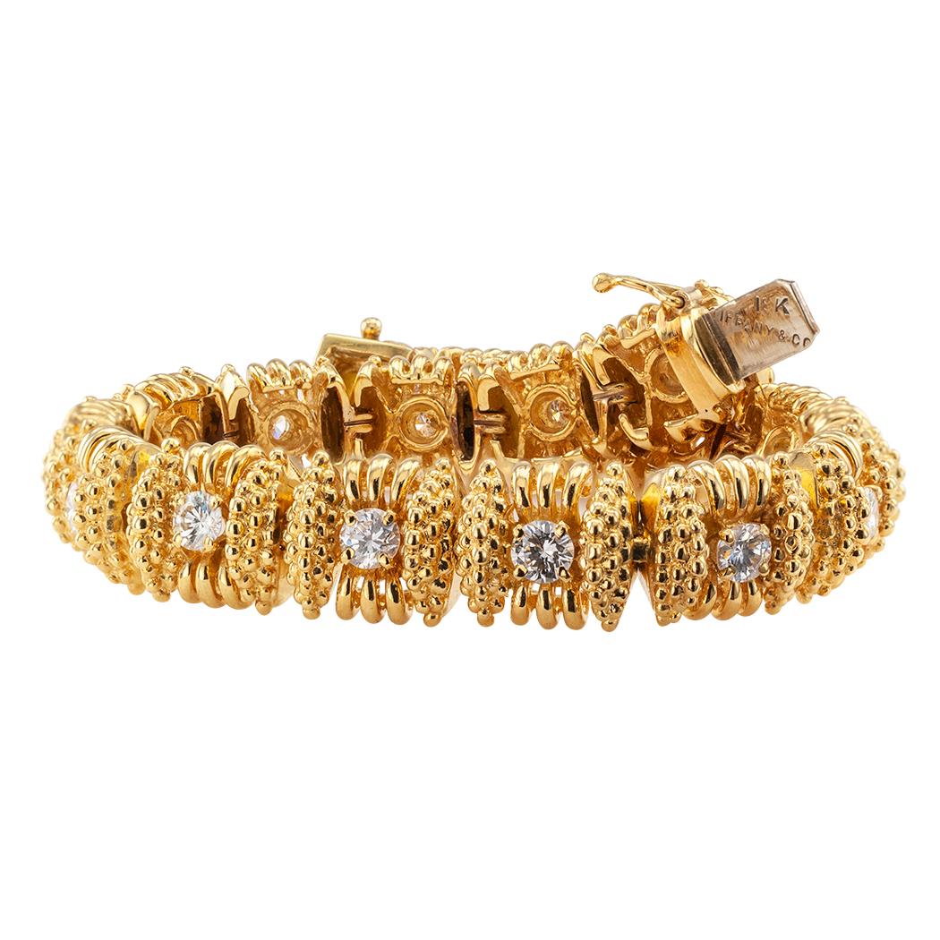 Round Cut Tiffany & Co. Diamond Gold Bracelet