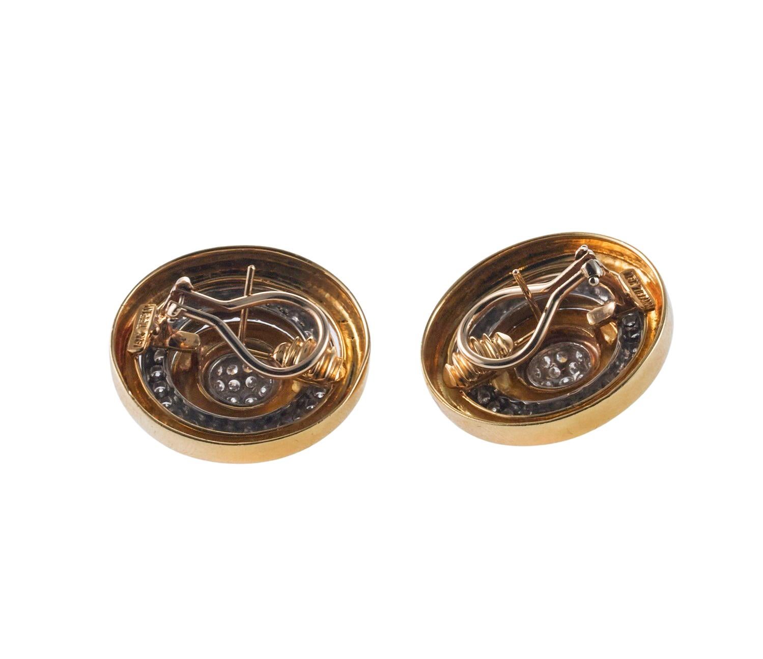 Tiffany & Co Diamond Gold Button Earirngs For Sale 2