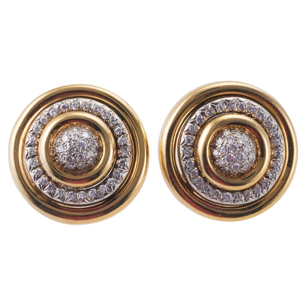 Tiffany & Co Diamond Gold Button Earirngs For Sale