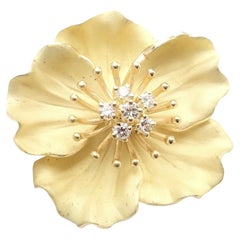 Tiffany & Co Diamond Gold Dogwood Flower Pin Brooch