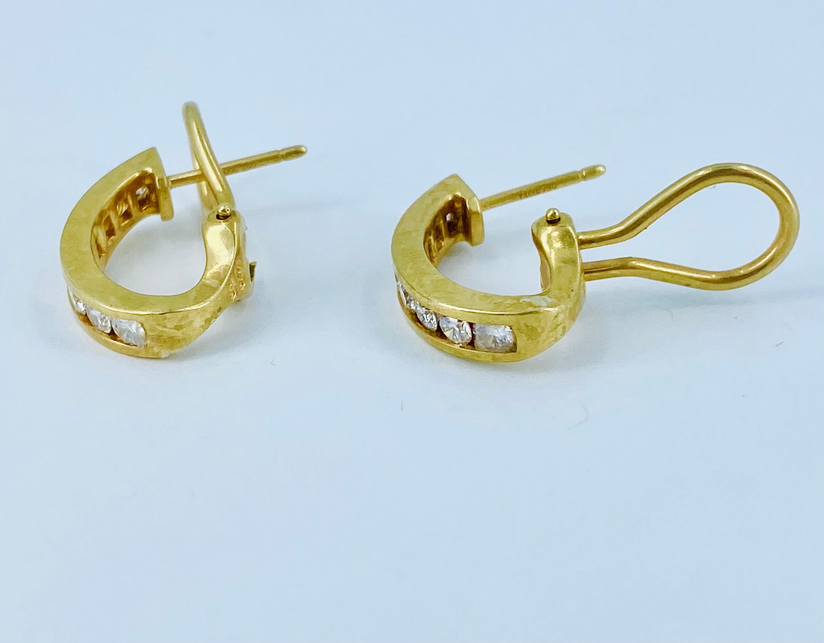 Tiffany & Co. Diamond Gold Hoop Earrings In Excellent Condition In Beverly Hills, CA