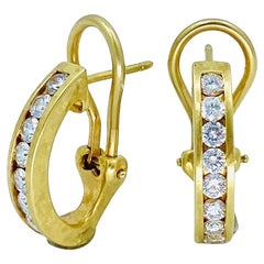 Vintage Tiffany & Co. Diamond Gold Hoop Earrings