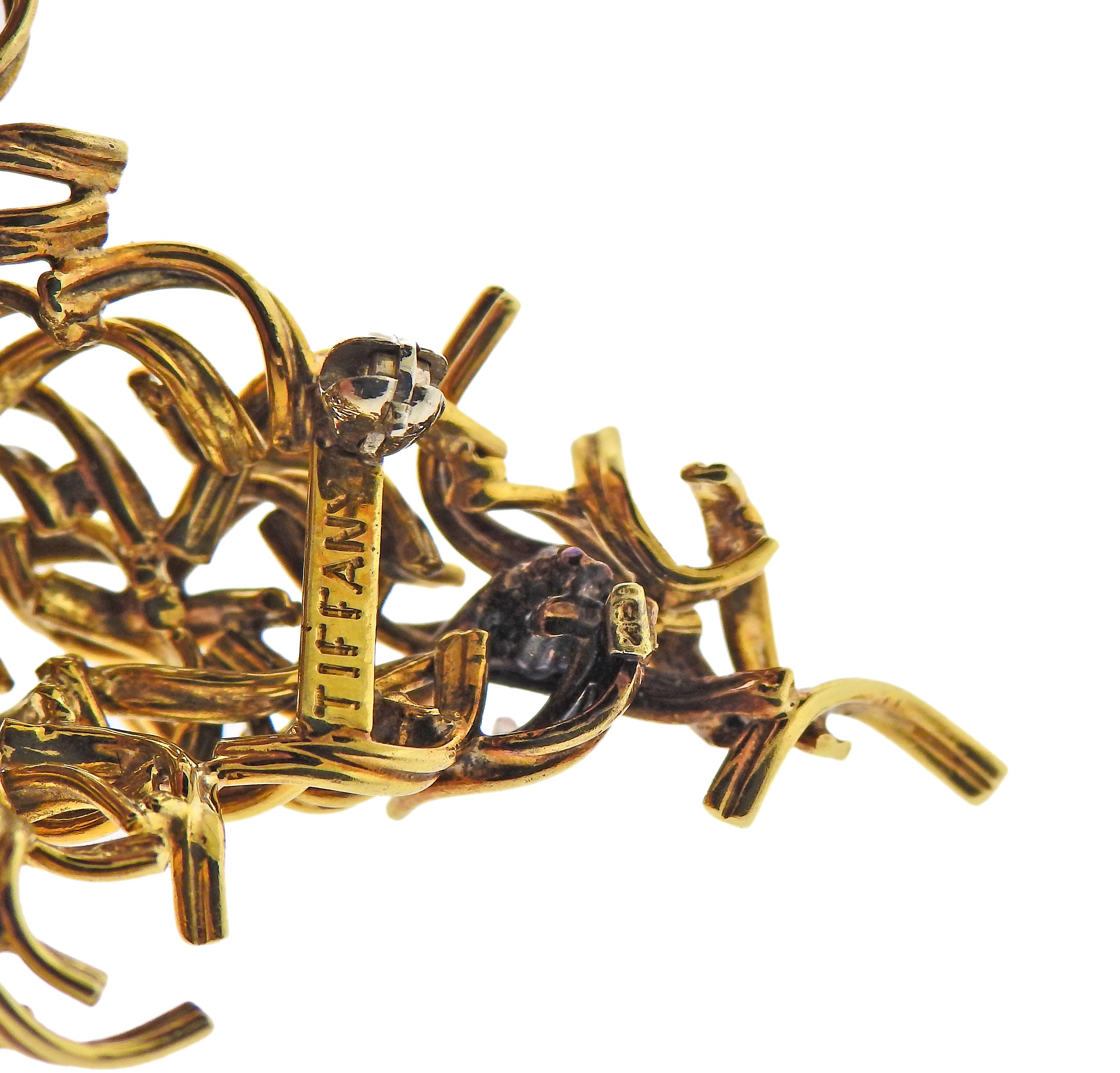 Taille ronde Tiffany & Co. Pendentif broche large en or avec diamants en vente