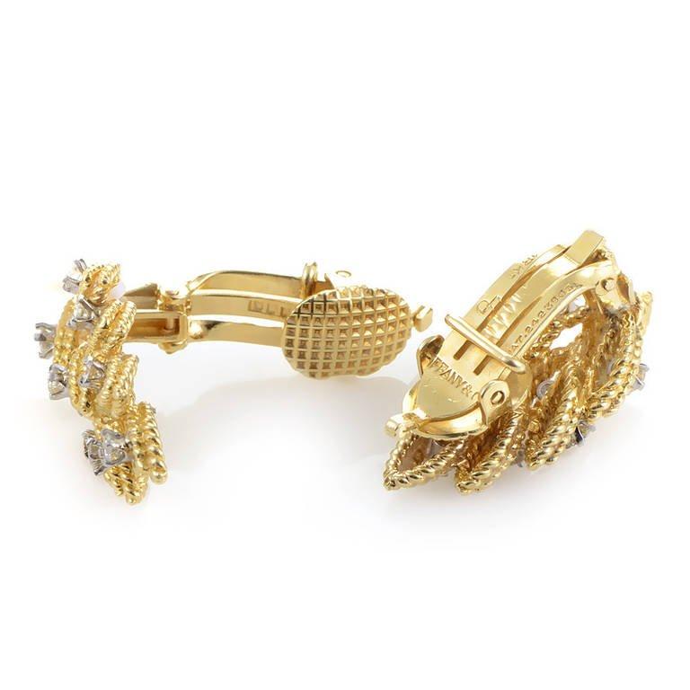 Women's Tiffany & Co. Diamond Gold Leaf Clip-On Earrings