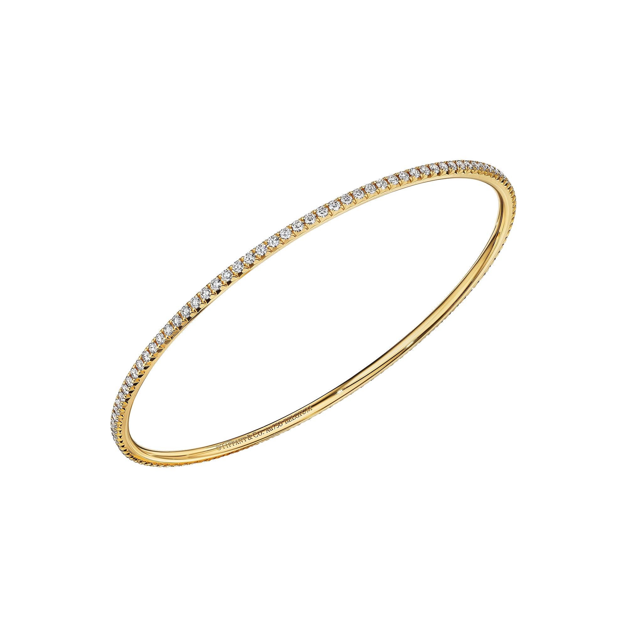 Round Cut Tiffany & Co. Diamond Gold Modernist Bangle Bracelet