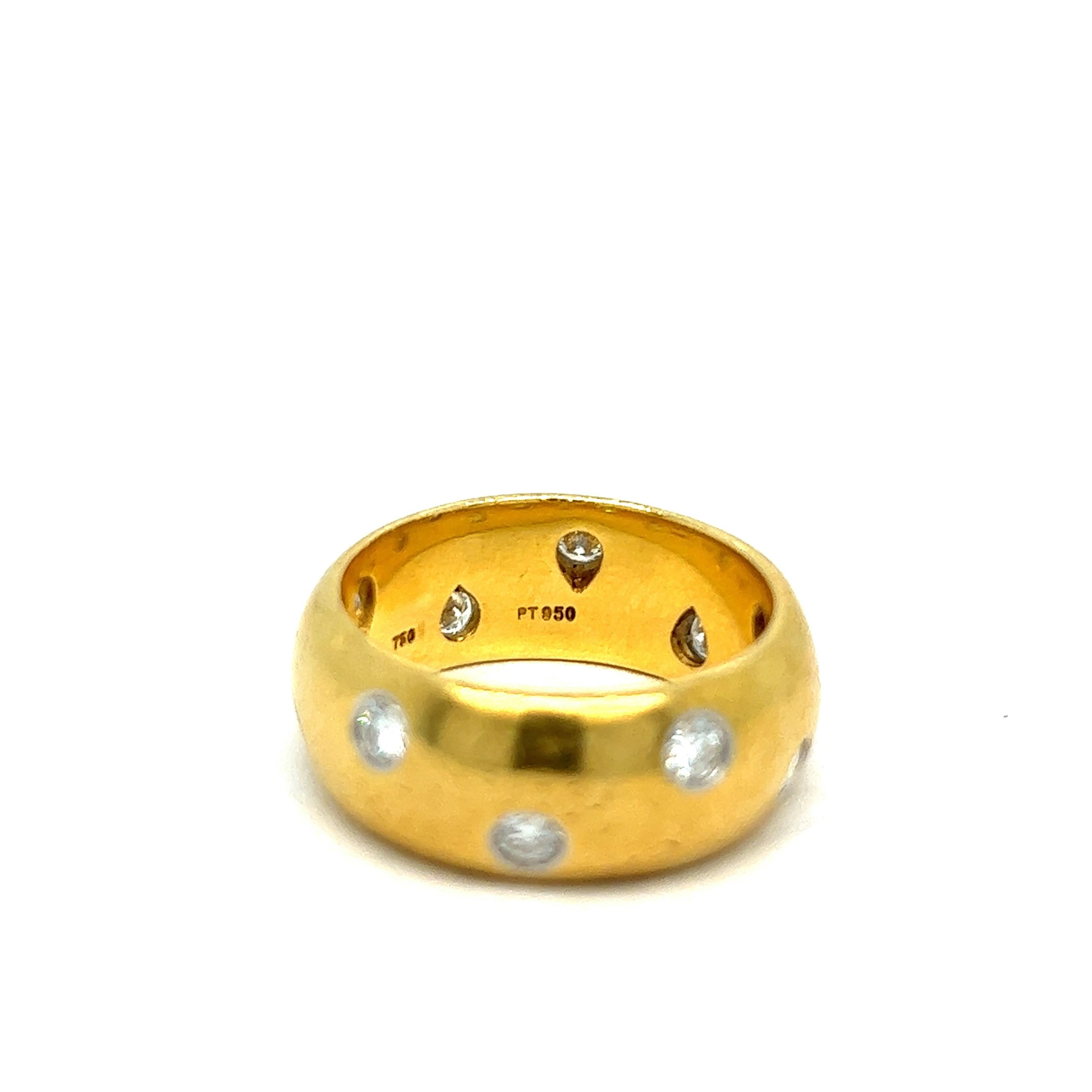 Tiffany & Co. Diamond Gold Platinum Band Ring In Good Condition For Sale In New York, NY