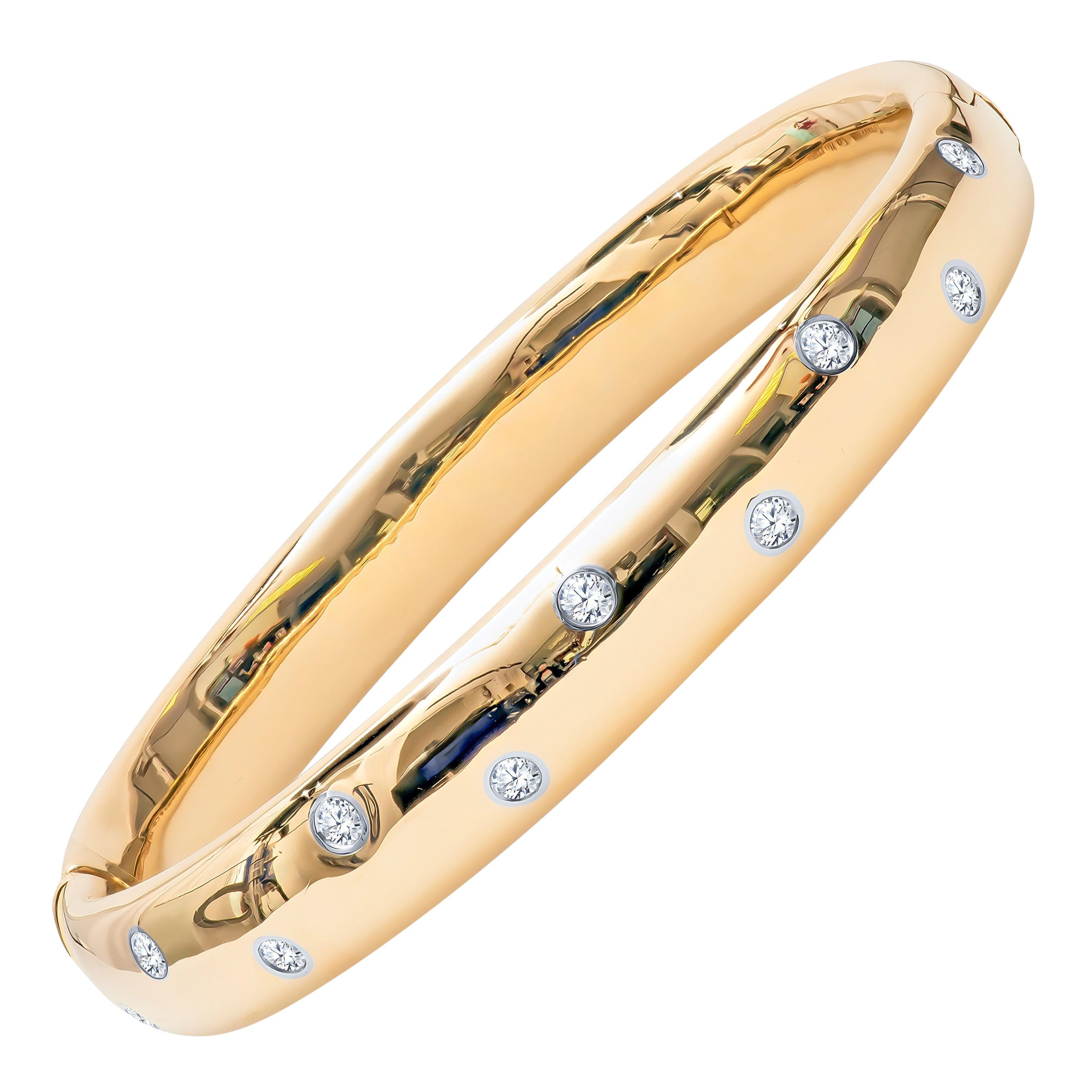 Tiffany & Co. Diamond Gold Platinum Etoile Bangle Bracelet For Sale