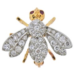 Tiffany & Co. Diamond Gold Ruby Bee Insect Brooch Pin