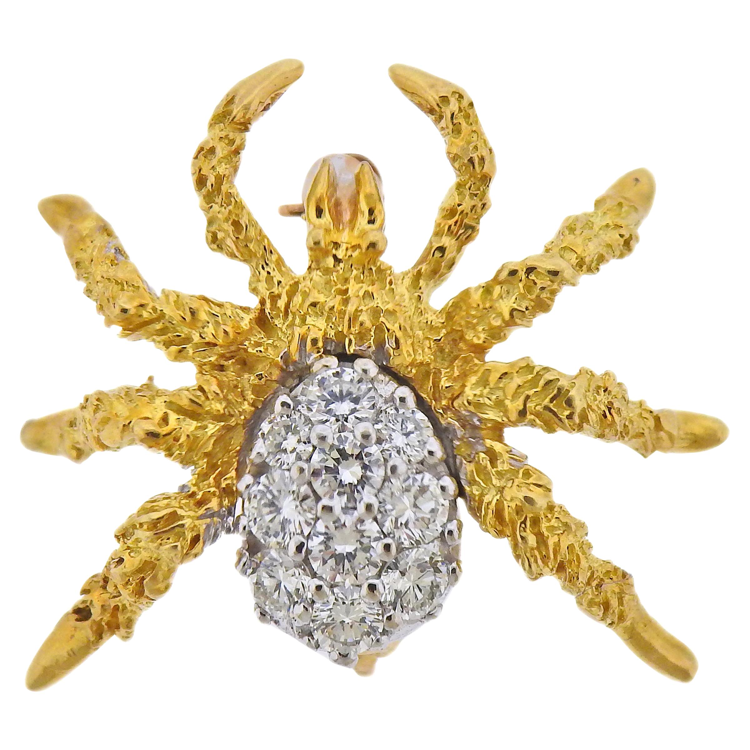 Tiffany & Co Diamond Gold Spider Brooch Pin